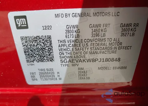 2023 Buick Enclave Essence Awd из США, поврежденный, VIN 5GAEVAKW8PJ180848